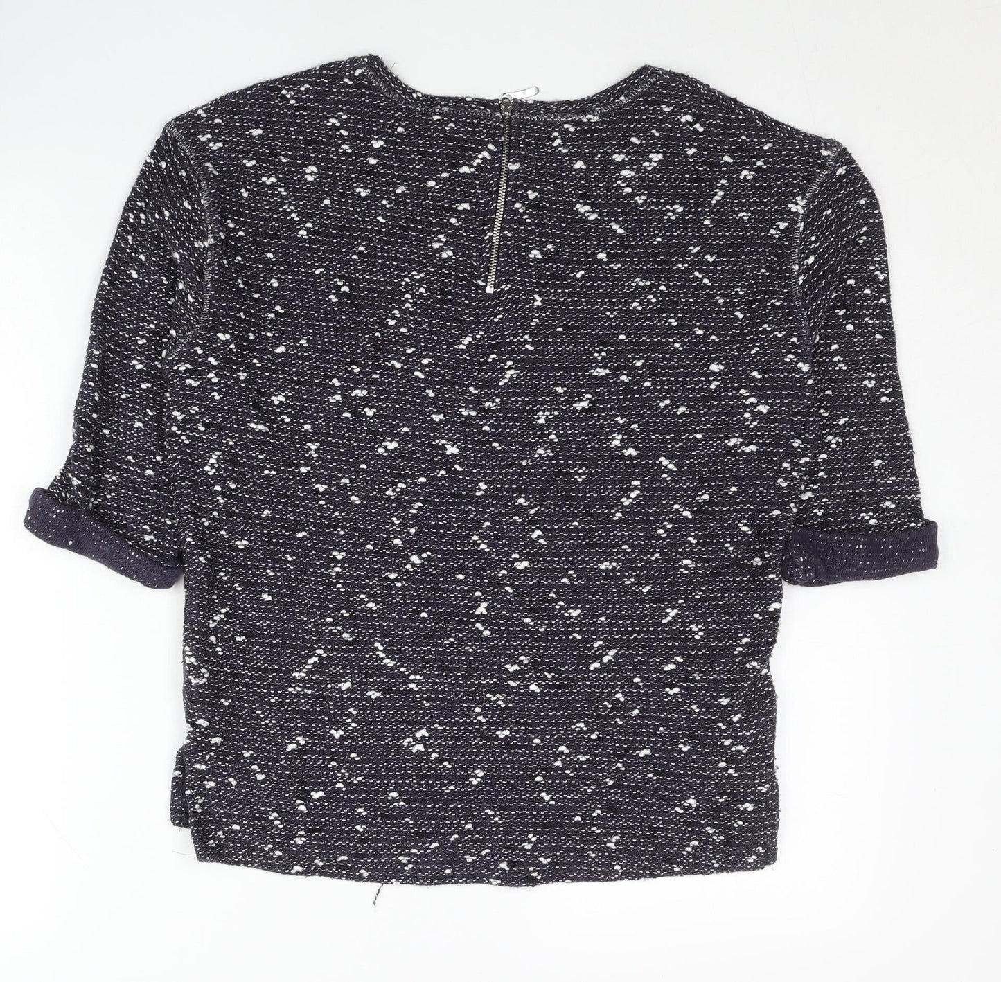 Next Womens Blue Jumper Size 10 Crew Neck 3/4 Sleeve Pullover