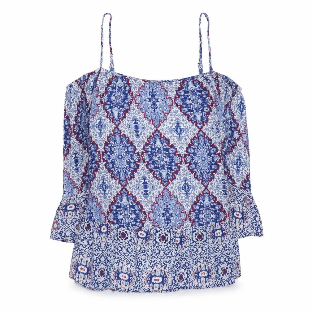 Marks & Spencer Women’s Blue Geometric Viscose Camisole Top UK 8