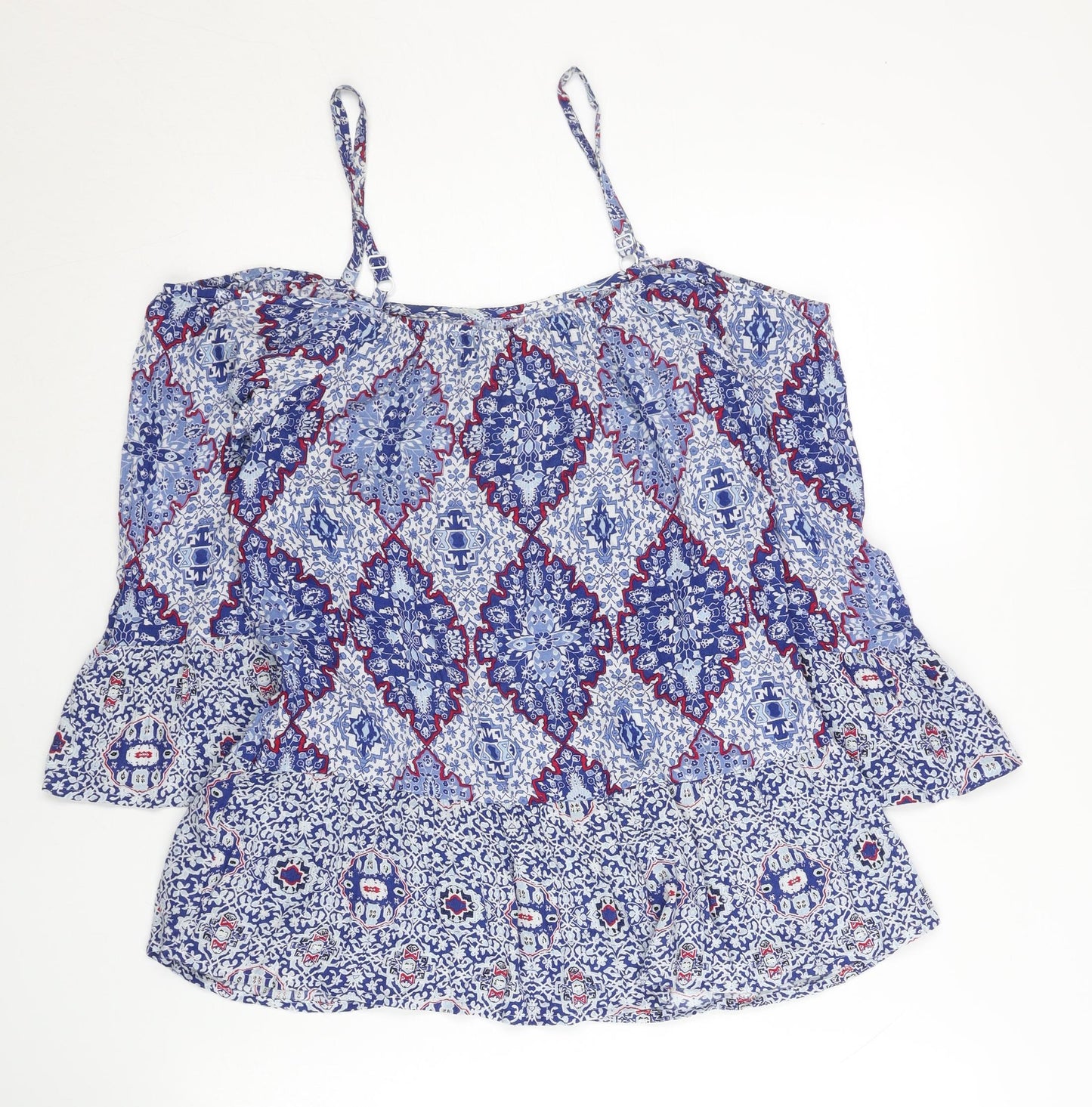 Marks and Spencer Women’s Blue Geometric Viscose Camisole Top UK 8
