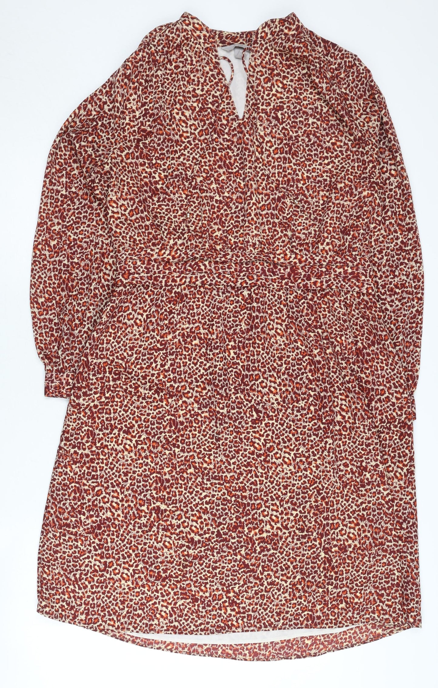 H&M Women’s Red Animal Print Shift Dress Size 16 Knee Length