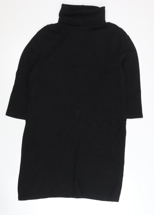 Zara Women Black Size 8 Shift Roll Neck Knee Length Dress