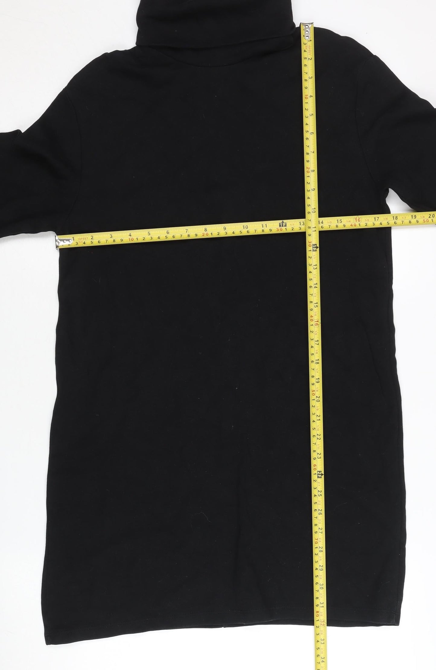 Zara Women Black Size 8 Shift Roll Neck Knee Length Dress