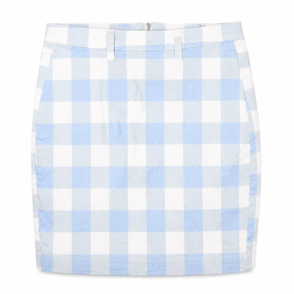Missguided Women Blue Check Mini Skirt Size 8 Pencil Style