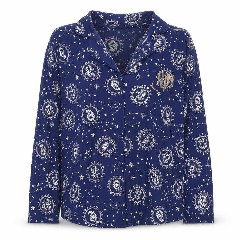 Harry Potter Womens Blue Long Sleeve Pyjama Top Shirt Style S 10-12