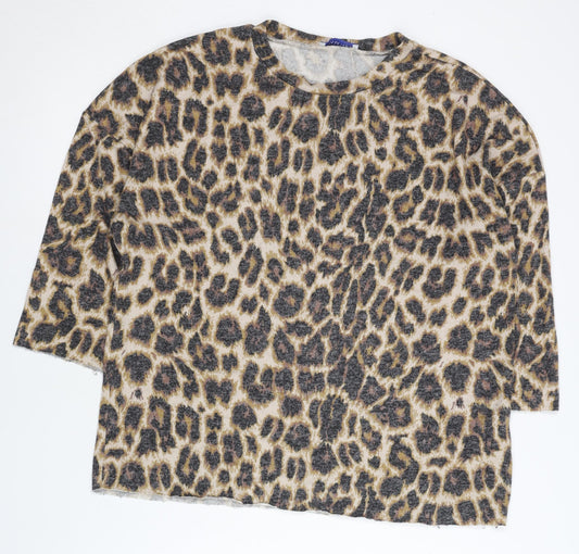 ZARA Women’s Brown Leopard Print Pullover Jumper Size 12