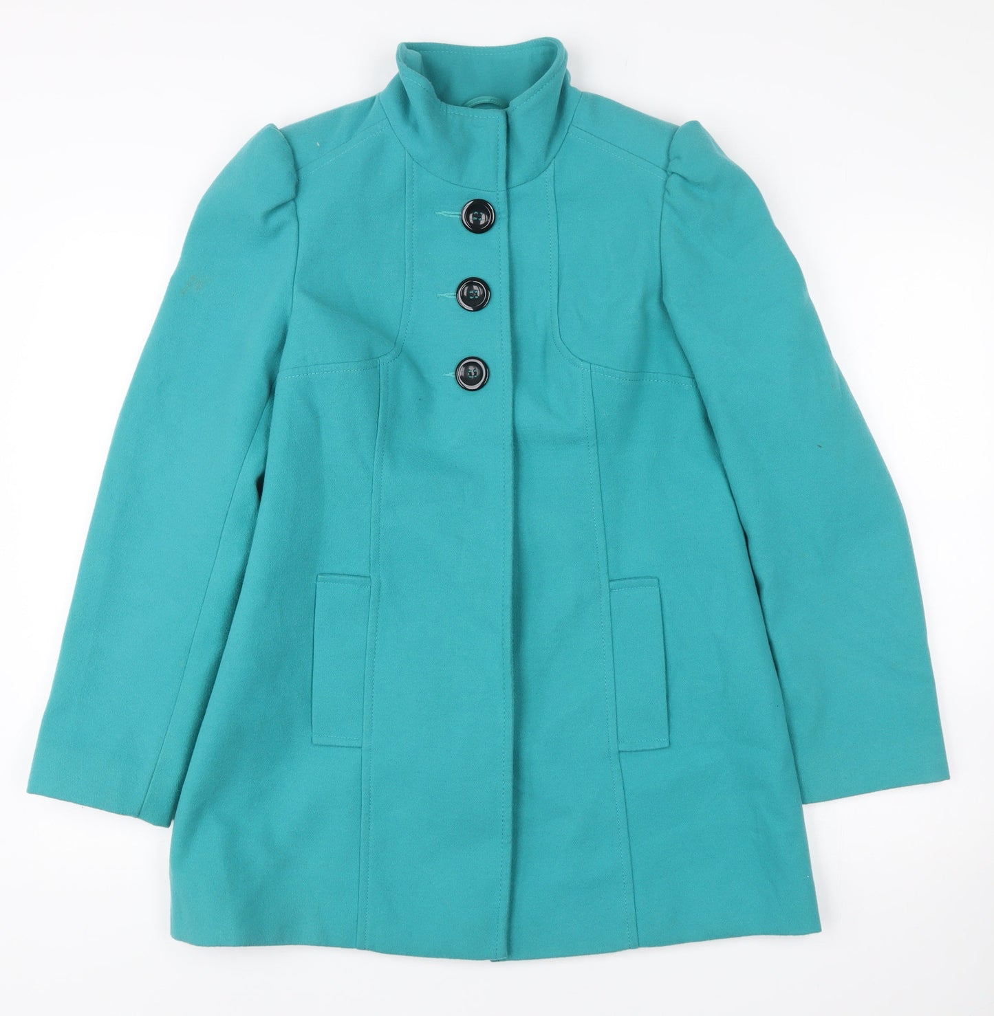 F&F Women’s Green Button Up Mid-Length Coat Size 10