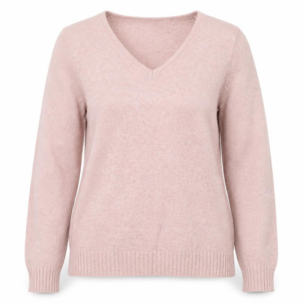 Vila Womens Pink V-Neck Pullover Jumper Size S Long Sleeve Knit