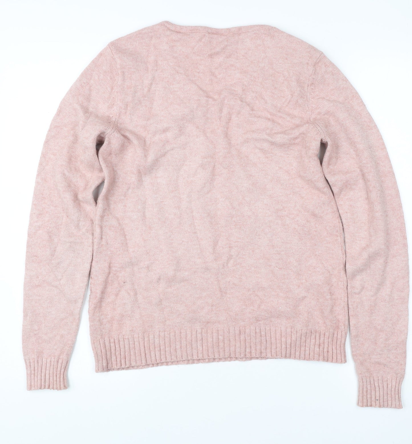 Vila Womens Pink V-Neck Pullover Jumper Size S Long Sleeve Knit
