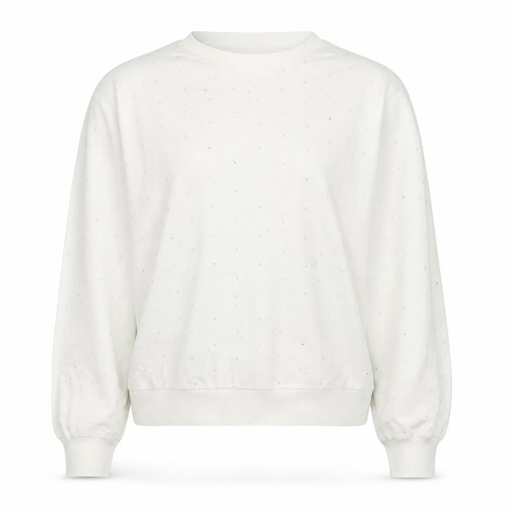 Marks & Spencer Womens White L Pullover Jumper Crew Neck Rhinestone Knit