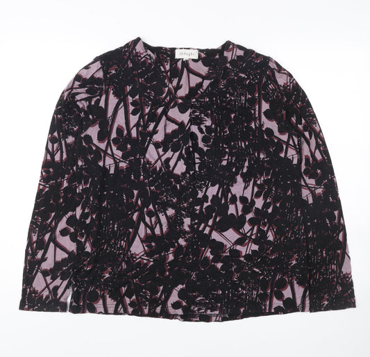 Thought Womens Purple Floral Long Sleeve Tunic Blouse UK 12