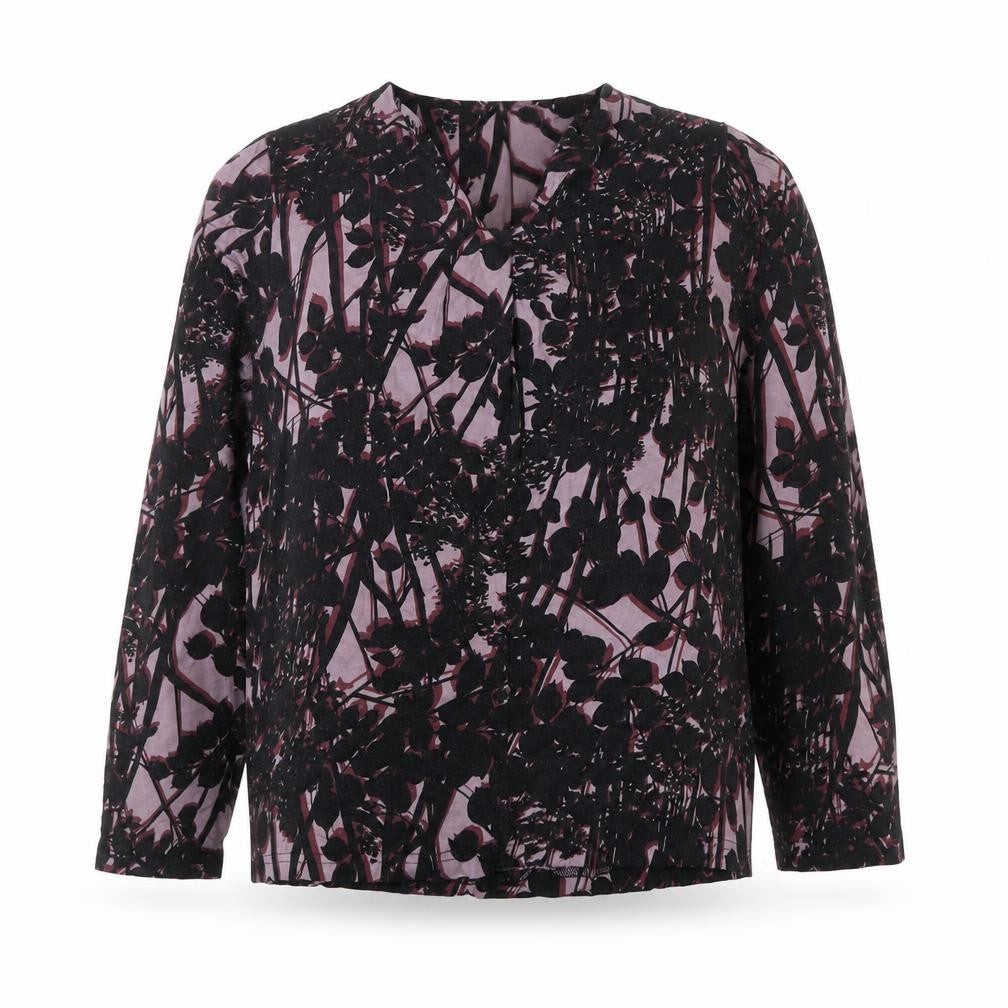 Thought Womens Purple Floral Long Sleeve Tunic Blouse UK 12