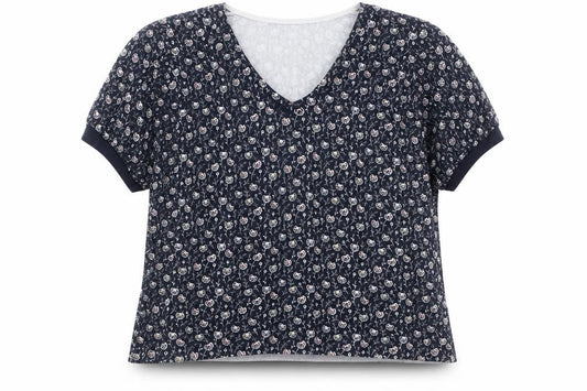 Next Womens Black Floral Short Sleeve Viscose Blouse Size L