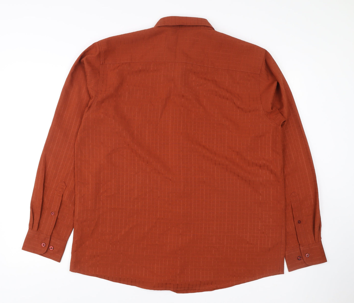 Cotton Traders Men’s Brown Long Sleeve Button-Up Shirt L 44in