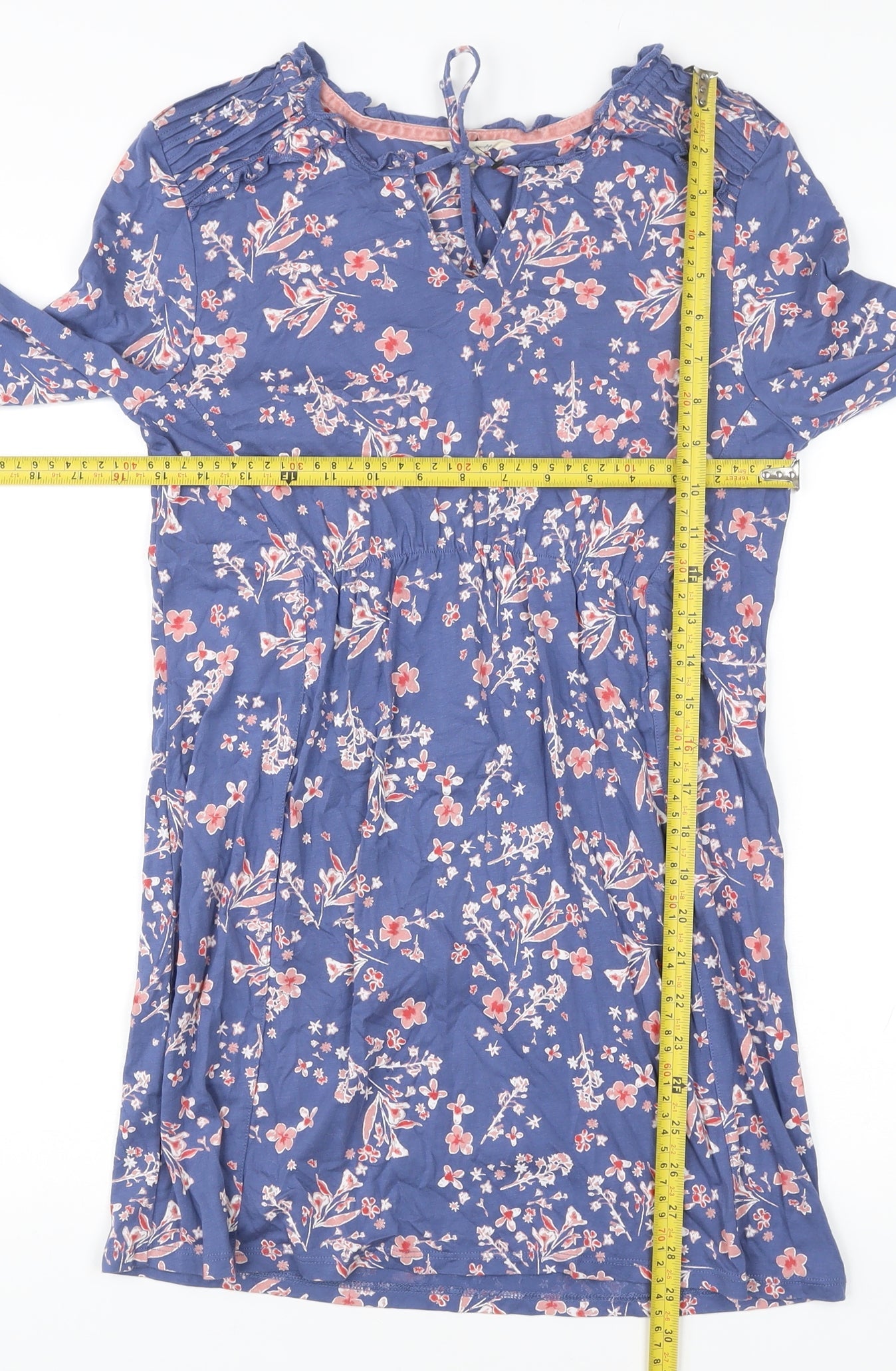 White Stuff Women’s Blue Floral Knee Length Shift Dress Size 8