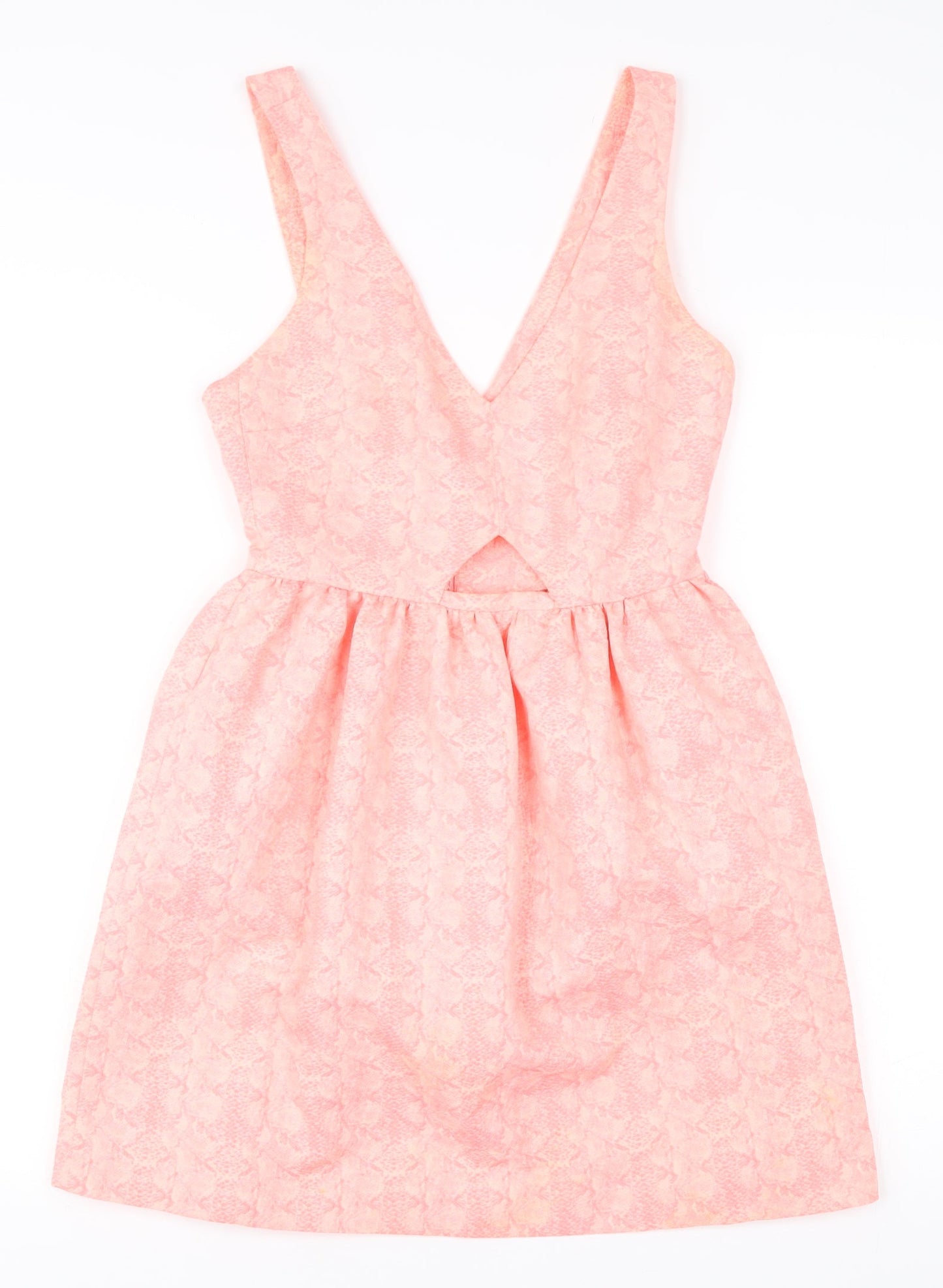 Zara Women Pink XS A-Line Sleeveless V-Neck Short Dress