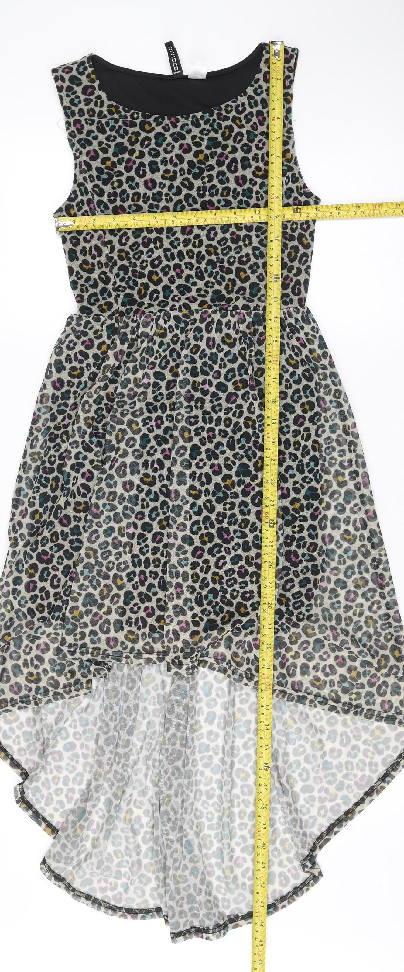 Divided by H&M Women’s Multicoloured Leopard Print Hi-Low Skater Dress Size 6