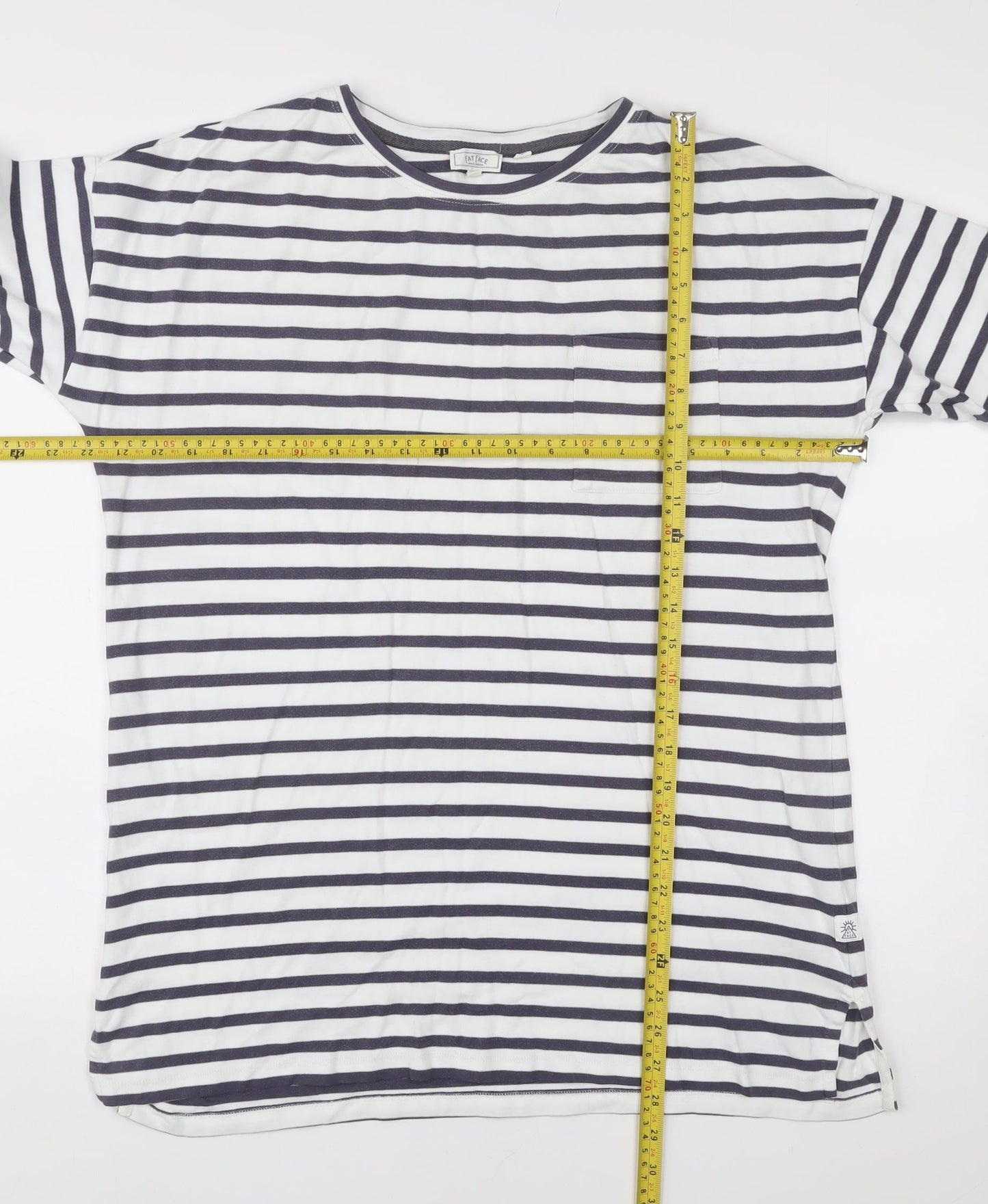 Fat Face Women’s White Navy Stripe 3/4 Sleeve Cotton T-Shirt Size 12