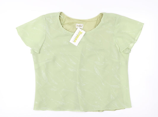 Roman Originals Women Green Size 18 Scoop Neck Chiffon Blouse Top