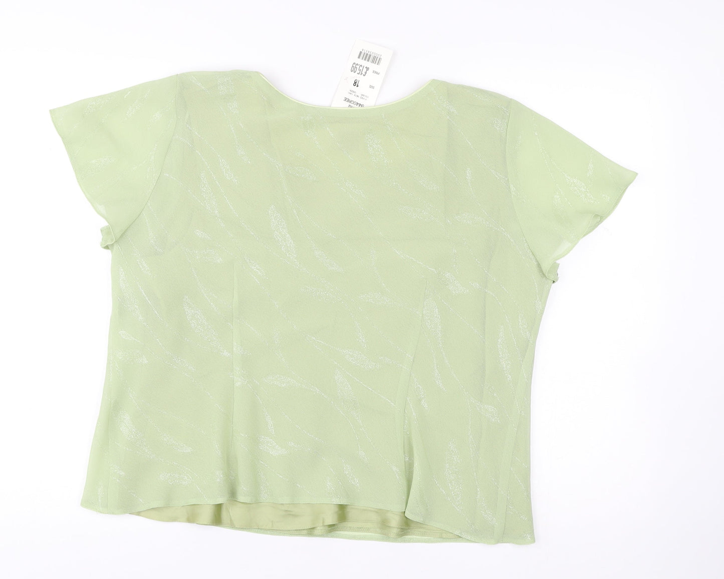 Roman Originals Women Green Size 18 Scoop Neck Chiffon Blouse Top