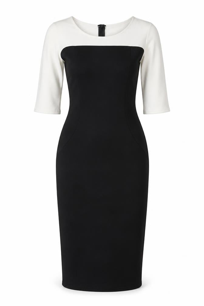 TFNC London Women's Black White Colourblock Sheath Midi Dress Size S