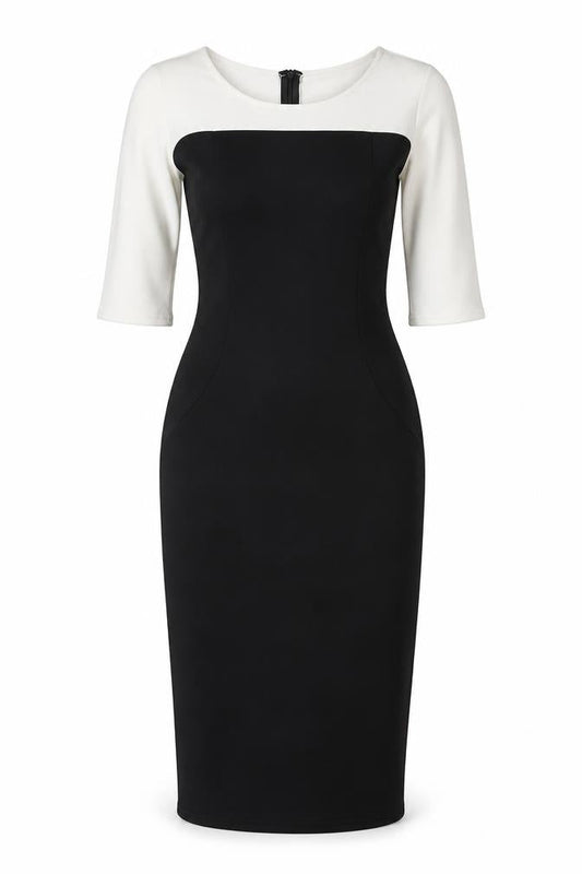 TFNC London Women's Black White Colourblock Sheath Midi Dress Size S
