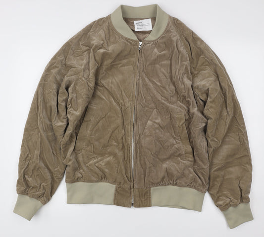 Allege Women's Brown Bomber Jacket Size 10 Cotton Blend Zip Casual