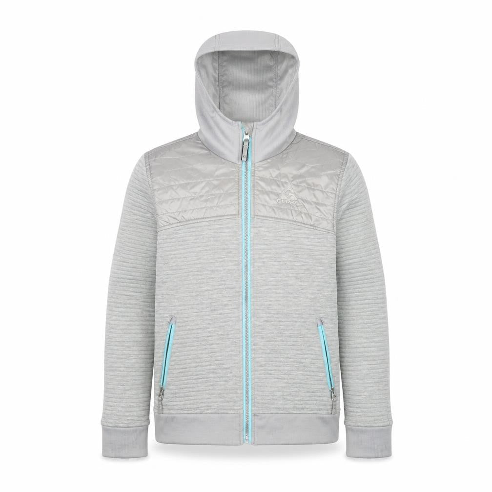 Gerry Boys Grey Hooded Full Zip Jacket L 13 Years Polyester Outdoor