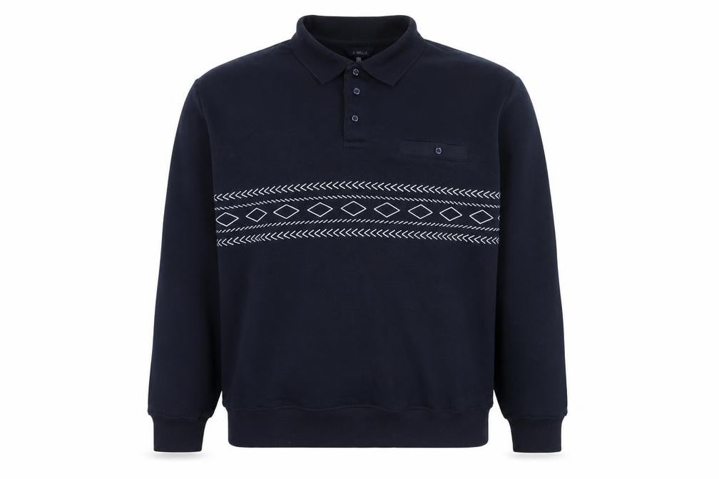 J.J. Willis Men's Black 2XL Henley Sweatshirt Geometric Cotton Blend