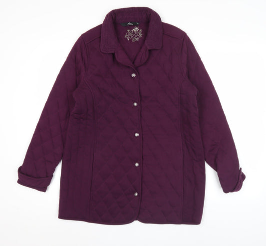 BM Casual Womens Purple Quilted Mid-Length Jacket Size 14