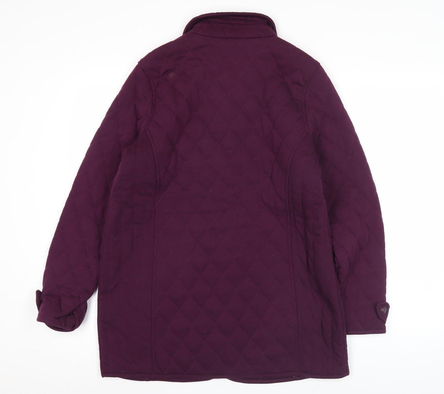 BM Casual Womens Purple Quilted Mid-Length Jacket Size 14