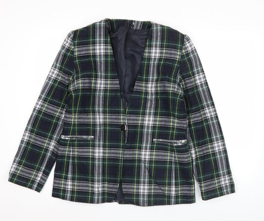Hamells Women’s Multicoloured Check Blazer Size 14 Wool Blend