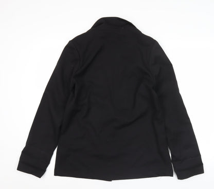 H&M Women Black Size 12 Regular Fit One-Button Blazer Jacket