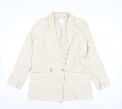 H&M Women's Beige Double-Breasted Blazer Jacket Size S