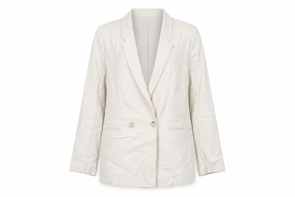 H&M Women's Beige Double-Breasted Blazer Jacket Size S
