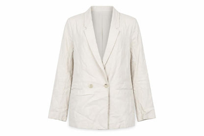 H&M Women's Beige Double-Breasted Blazer Jacket Size S