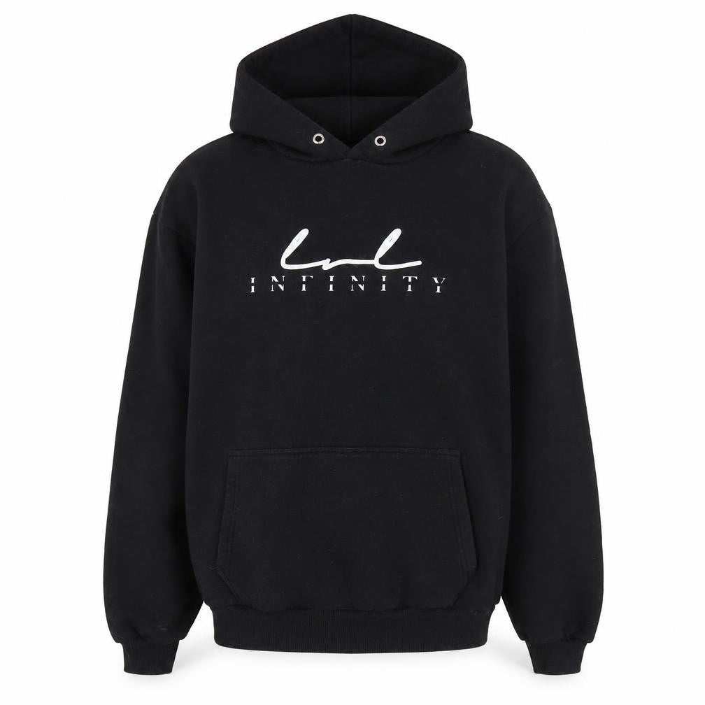 Infinity Mens Black XL Pullover Hoodie Logo Graphic Hooded Sweatshirt