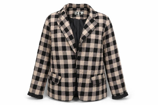 River Island Womens Black Beige Check Blazer Jacket Size 16