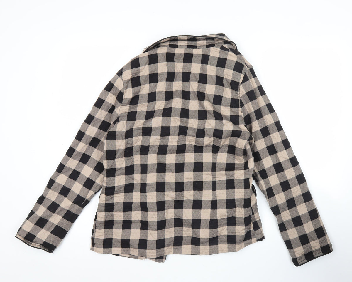 River Island Womens Black Beige Check Blazer Jacket Size 16