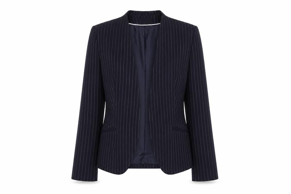 H&M Women’s Blue Pinstripe Blazer Size 10 Regular Fit Jacket