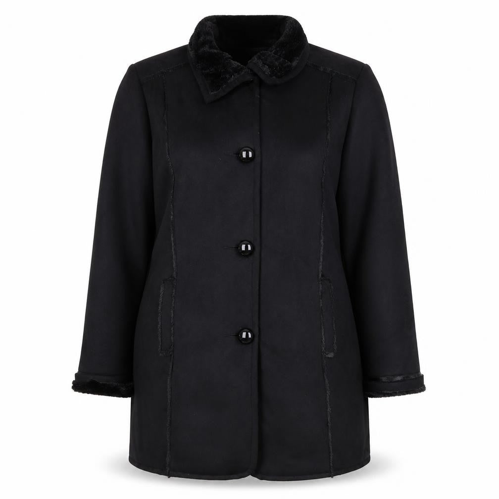 Bonmarché Women’s Black Coat Size 16 Mid-Length Polyester Overcoat