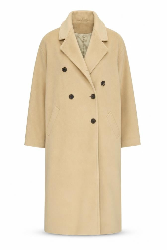 Primark Women’s Beige Long Overcoat Size 8 Classic Buttoned