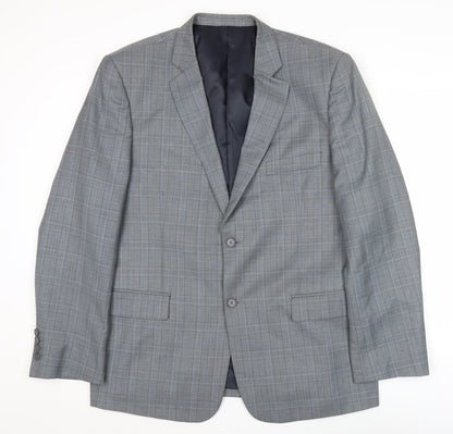 Additional front view of French Connection Men’s Grey Check Blazer Jacket 44R Two-Button Smart