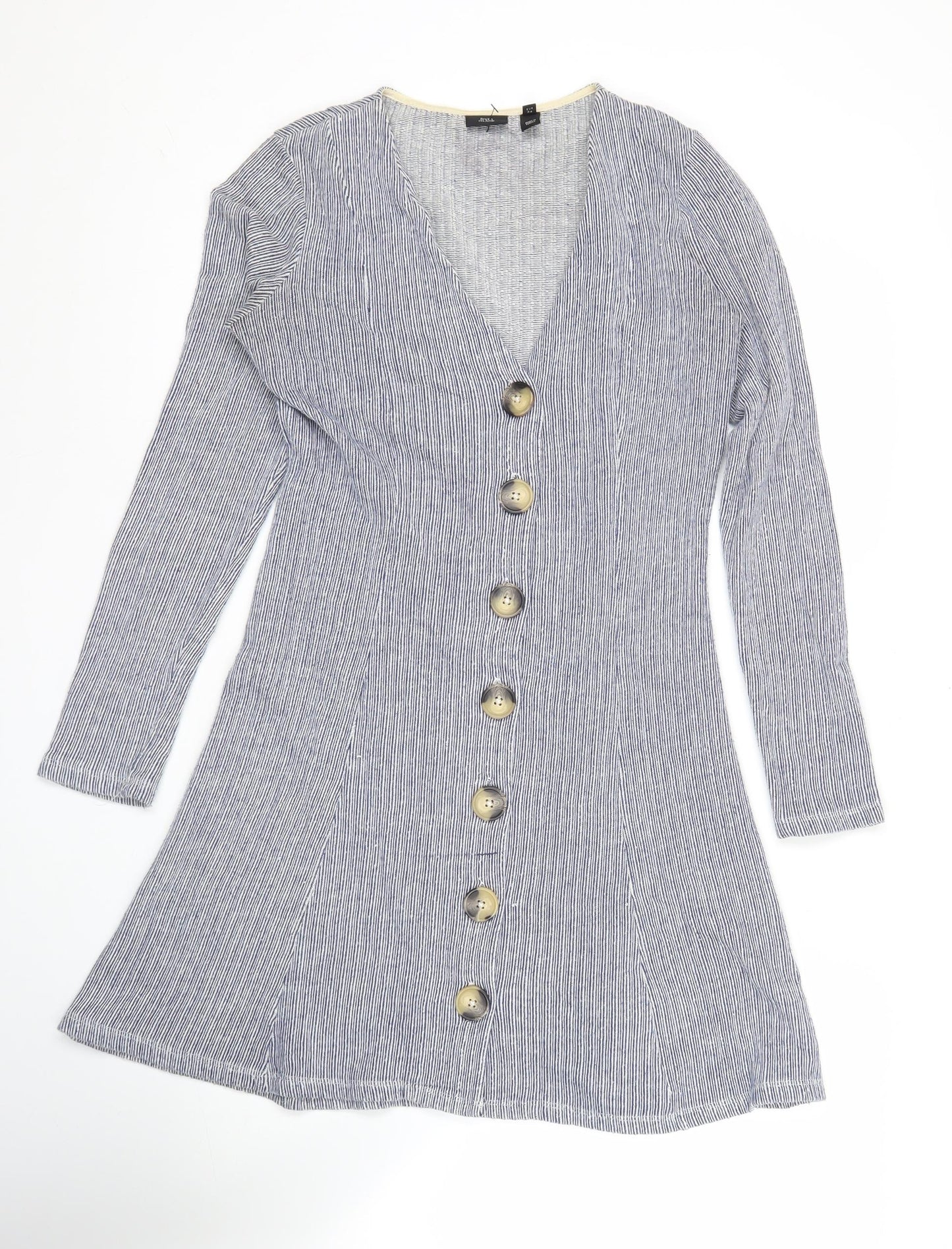 River Island Women’s Blue Striped Shirt Dress Size 8 Long Sleeve