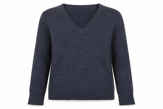 Marks & Spencer Womens Blue Size 12 V-Neck Acrylic Jumper