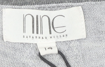 Nine by Savannah Miller Women’s Grey V-Neck Jumper Size 14