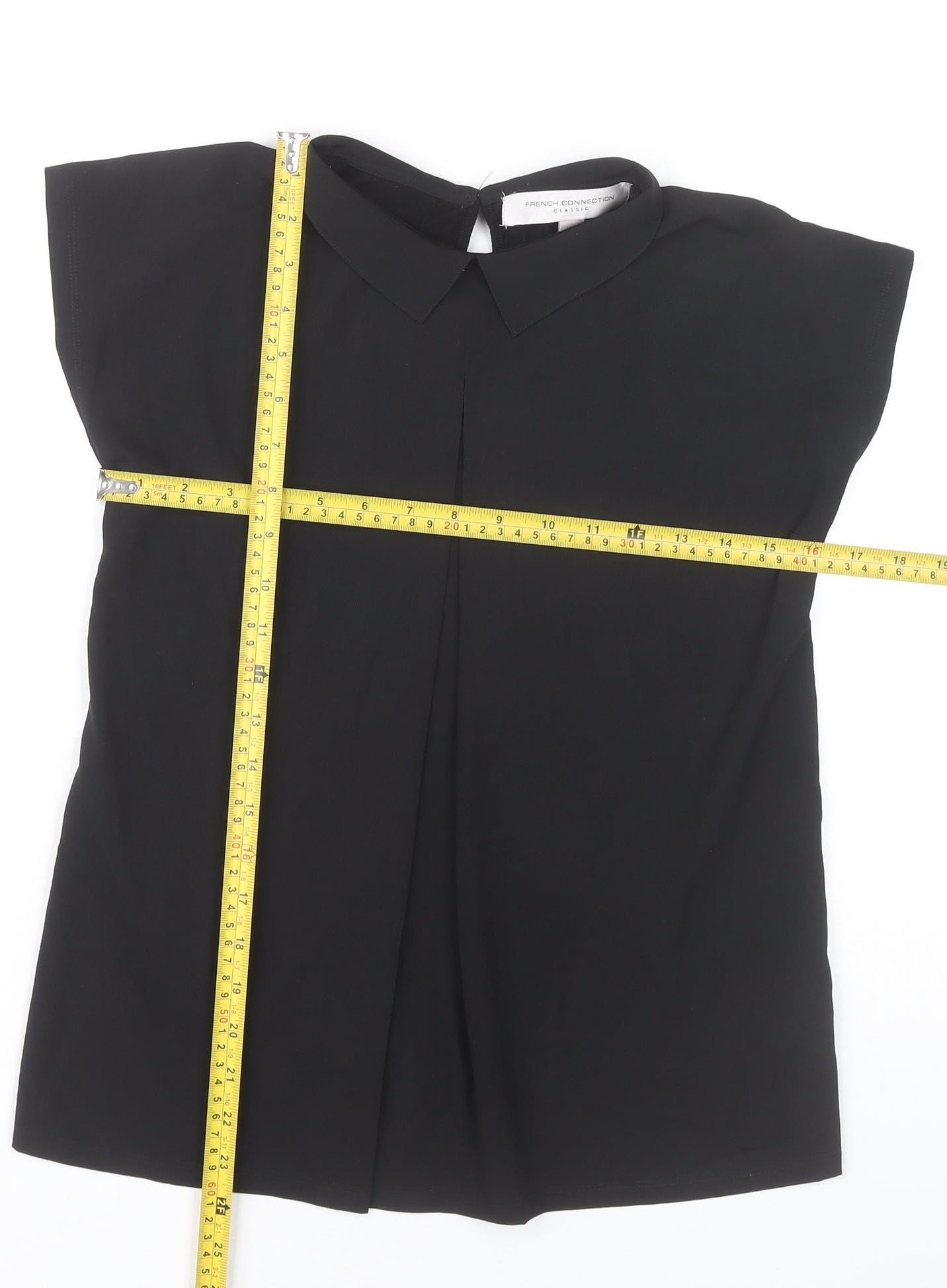 French Connection Womens Black XS Collared Sleeveless Blouse