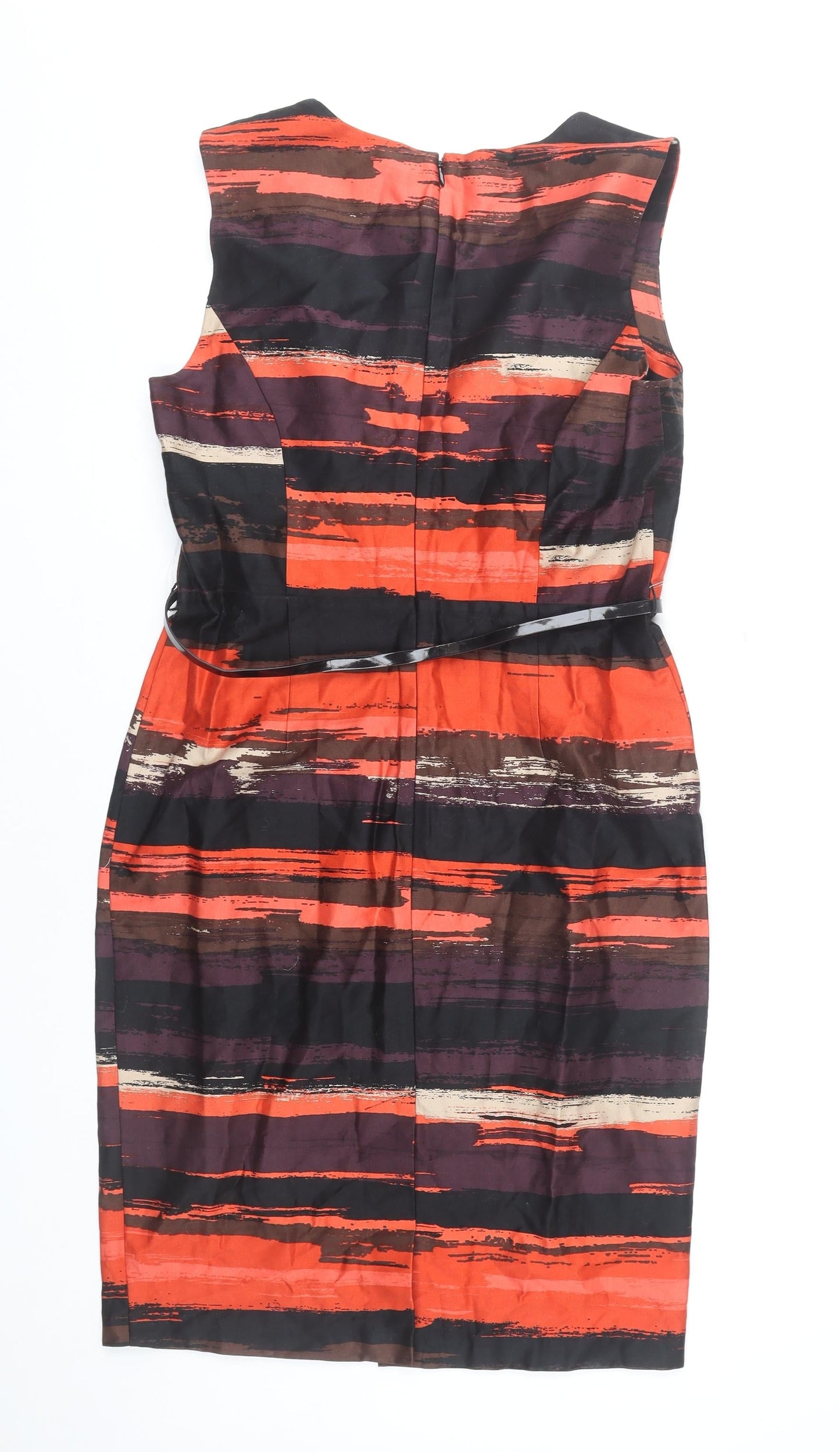 M&Co Women’s Multicoloured Stripe Sheath Dress Size 12 Sleeveless