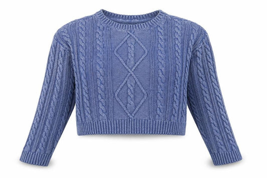 Forever 21 Women’s Blue Cable Knit Crew Neck Jumper Size L