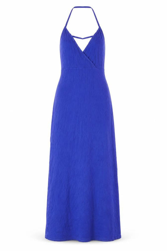 Boohoo Women’s Blue Maxi Dress Size 8 Sleeveless V-Neck Stretch