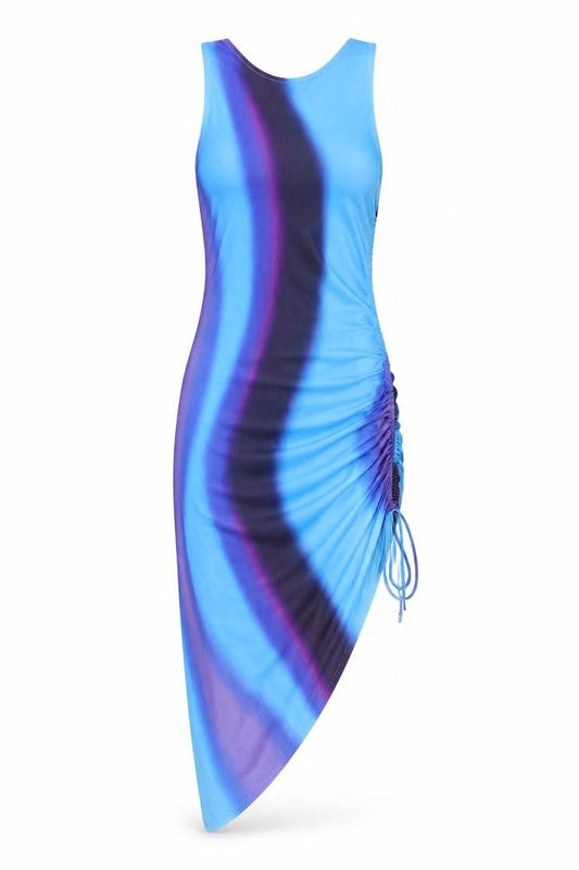 Motel Rocks Women’s Multicoloured XS Asymmetric Tank Dress Ruched